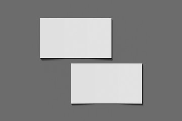 Two Mockup blank business or name card on a gray background. 3D rendering