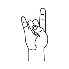Hand drawn goat hand gesture isolated on a white. Sketch. Vector illustration.