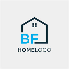 letter BF Line House Real Estate Logo. home initial B F concept. Construction logo template, Home and Real Estate icon. Housing Complex Simple Vector Logo Template. - vector