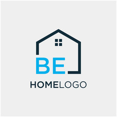 letter BE Line House Real Estate Logo. home initial B E concept. Construction logo template, Home and Real Estate icon. Housing Complex Simple Vector Logo Template. - vector