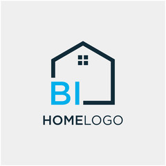 letter BI Line House Real Estate Logo. home initial B I concept. Construction logo template, Home and Real Estate icon. Housing Complex Simple Vector Logo Template. - vector