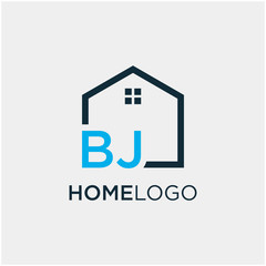 letter BJ Line House Real Estate Logo. home initial B J concept. Construction logo template, Home and Real Estate icon. Housing Complex Simple Vector Logo Template. - vector