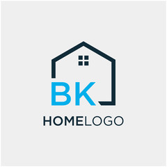 letter BK Line House Real Estate Logo. home initial B K concept. Construction logo template, Home and Real Estate icon. Housing Complex Simple Vector Logo Template. - vector