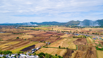 Aerial view of Tiger Cave Temple (Wat Tham Sua) in Kanchanaburi, Thailand. Tiger cave Temple of mountain in Kanchanaburi, Thailand.