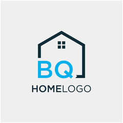 letter BQ Line House Real Estate Logo. home initial B Q concept. Construction logo template, Home and Real Estate icon. Housing Complex Simple Vector Logo Template. - vector