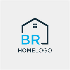 letter BR Line House Real Estate Logo. home initial B R concept. Construction logo template, Home and Real Estate icon. Housing Complex Simple Vector Logo Template. - vector
