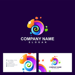 chameleon logo design vector illustration © modal tampang