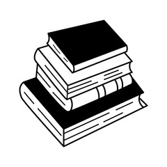 Hand drawn Stack of Books isolated on a white. Sketch. Vector illustration.