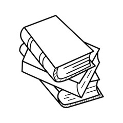 Hand drawn Stack of Books isolated on a white. Sketch. Vector illustration.