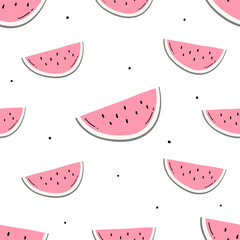 Watermelon hand drawn seamless pattern for textile, fabric, print. Kids modern fruits background.
