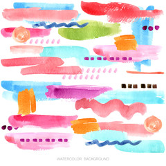Abstract  colorful brush background, watercolor painting, 