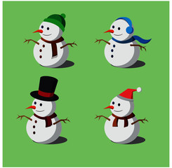 snowman set collection flat design - isometric 