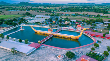Fototapeta na wymiar Aerial view of Wat Sra Long-Ruea located at Kanchanaburi province, Thailand