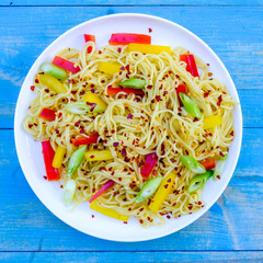 Egg Noodle and Red Chilli Salad With Peppers