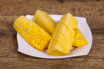 Sliced sweet ripe tasty pineapple