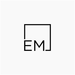 Letter EM Logo design with square frame line art. business consulting concept. studio,room,group icon. Suitable for business, consulting group company. - vector
