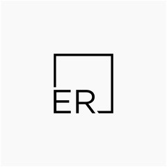 Obraz premium Letter ER Logo design with square frame line art. business consulting concept. studio,room,group icon. Suitable for business, consulting group company. - vector