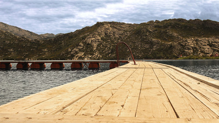 Dock at Shalkar lake. East Kazakhstan