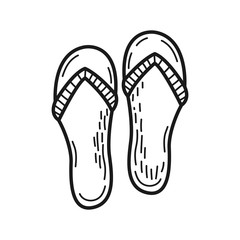 Hand drawn Flip Flops isolated on a white. Vector illustration.