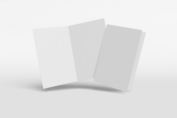 Two Mockup vertical booklet, brochure, invitation isolated on a white background with hard cover and realistic shadow. 3D rendering.