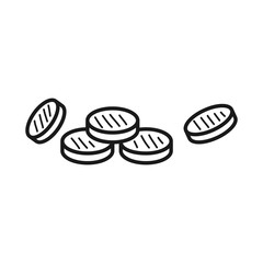 Hand drawn Coins isolated on a white. Vector illustration.