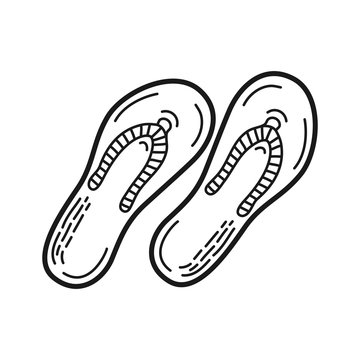 Hand drawn Flip Flops isolated on a white. Vector illustration.