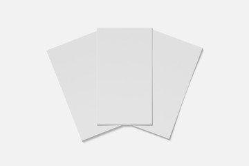 Three Mockup blank business or name card on a white background. 3D rendering