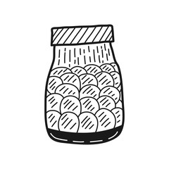 Hand drawn Paper Bag with Cookies isolated on a white. Vector illustration.