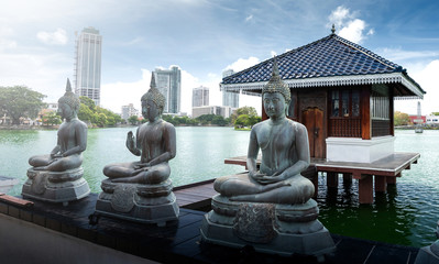 Gangaramaya Seema Malaka temple in Colombo, Sri Lanka.