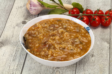Caucasian Kharcho soup with beef meat