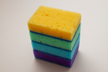 colorful sponges isolated on white background
