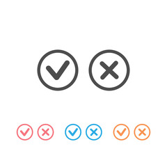 Checkmark-Check, X or Approve Deny Line Art Vector Color Icon set for Apps and Websites.