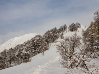 Hiking Trail to Monte Todano in Val Grande National Park during winter
