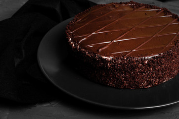 chocolate cake with fresh berries and nuts
