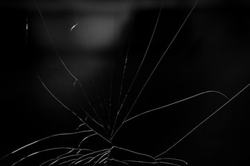 broken glass texture, black and white, close-up, copy space