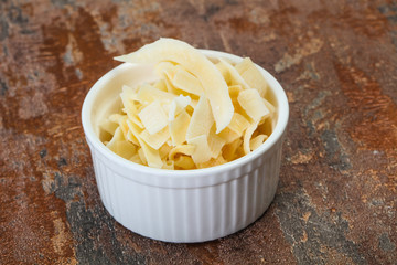 Coconut dry chips in the bowl