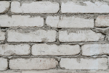 White retro old brick wall background or texture,