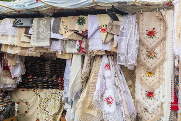 Polish national shawls, embroidery and slippers