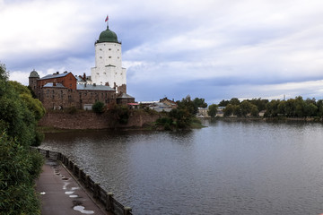 Fototapeta na wymiar Vyborg, Russia - view of the Vyborg castle and the tower of St. Olav