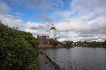 Fototapeta na wymiar Vyborg, Russia - view of the Vyborg castle and the tower of St. Olav