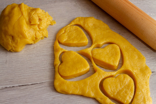 Making Heart Shaped Cookies From Dough