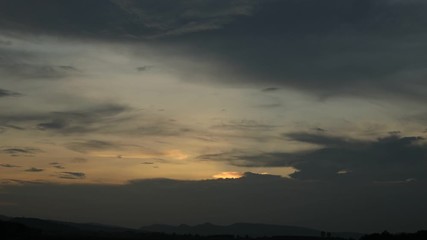 (Time lapse )Beautiful cloudy sunset,view of clouds and beautiful sky, weather, rainstorm,	