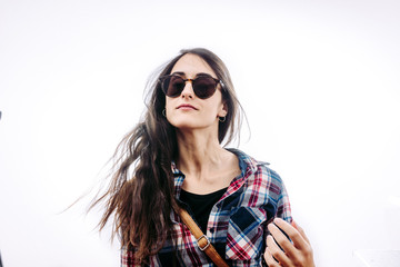 Fototapeta premium Girl with hat and sunglasses