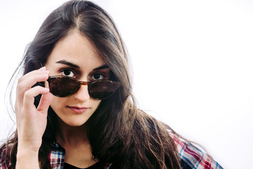 Fototapeta premium Girl with hat and sunglasses