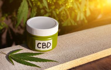 CBD elements in Cannabis, Hemp Cream, medical marijuana, cannabinoids and health. Organic medicine...