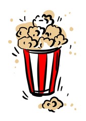 Popcorn line icon. Pop corn, bucket, box. Cinema concept. illustration can be used for watching movie, takeaway food, snack