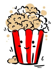 Popcorn line icon. Pop corn, bucket, box. Cinema concept. illustration can be used for watching movie, takeaway food, snack