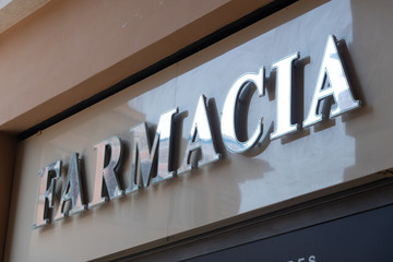 Farmacia, Italian pharmacy store sign