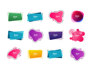 Bright geometric banners. Dynamical colored forms and line. Gradient banners with flowing shapes. Template for design of logo, flyer or presentation. Vector illustration