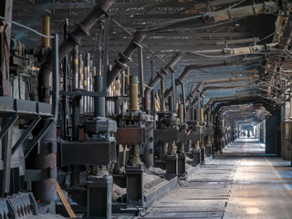 Aluminum plant. melting bucket. Safe environmental high-tech processes. Modern metallurgical plant. Melting furnace Rusal